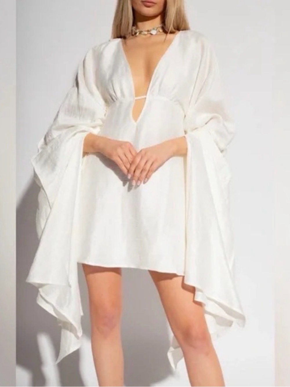 Cult Gaia Ashley cream linen mini dress size xs